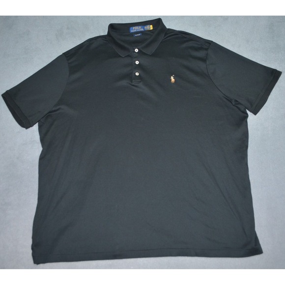 Polo Ralph Lauren Pink Short Sleeve Interlock Polo Shirt Black Men's 2XL - Picture 1 of 9